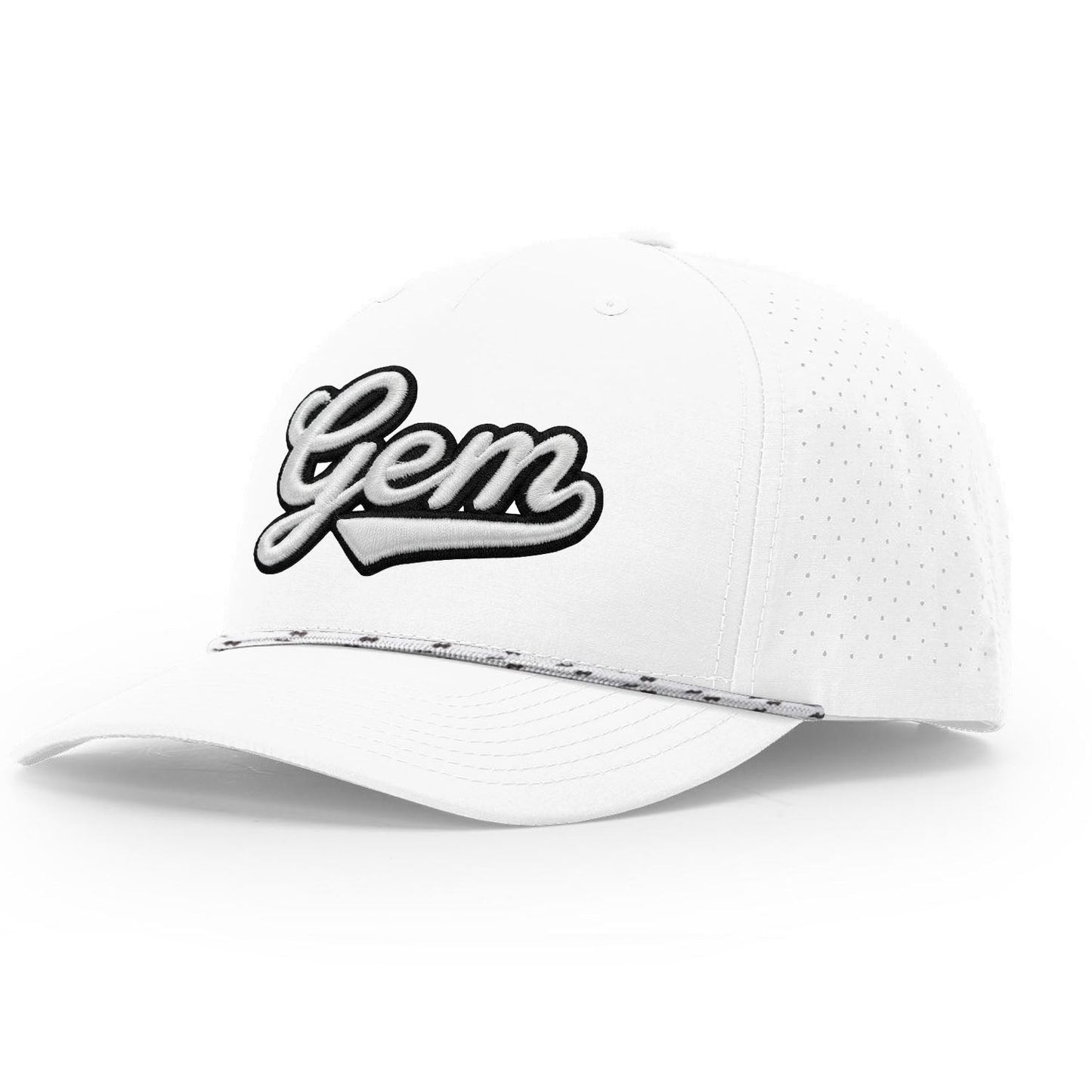 Gem Gloves Performance Rope Snapback Hat - White/Black Script – Product View | Smash It Sports | pro, web