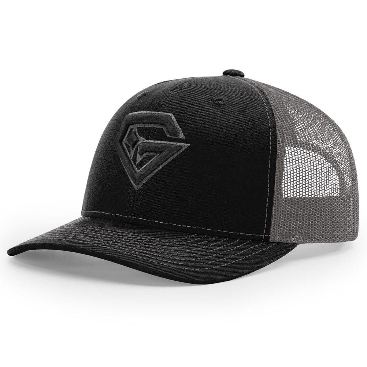 Gem Gloves R112 Trucker Hat - Black/Charcoal – Product View | Smash It Sports | leather, pro