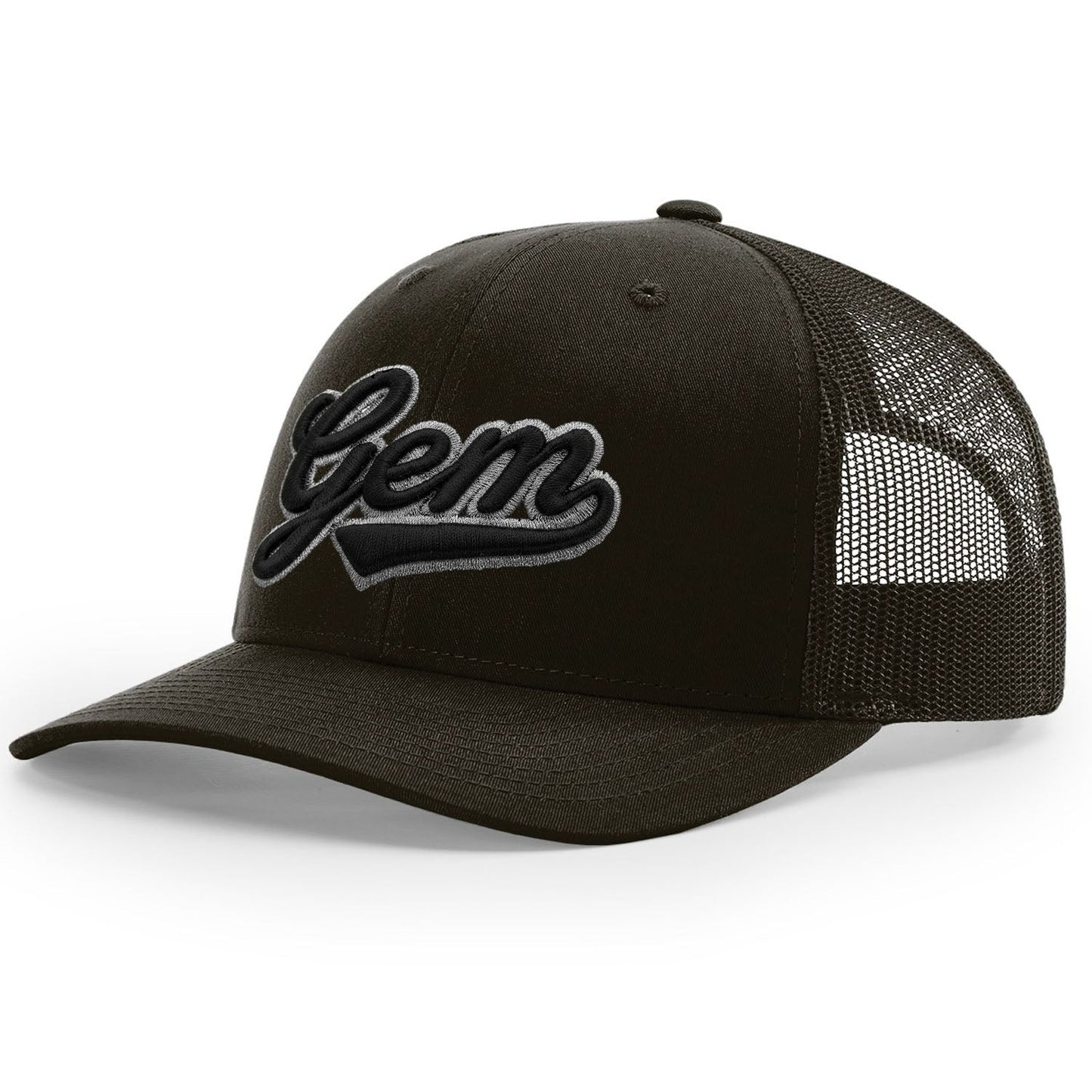Gem Gloves R112 Trucker Hat - Blackout Script – Product View | Smash It Sports | leather, pro