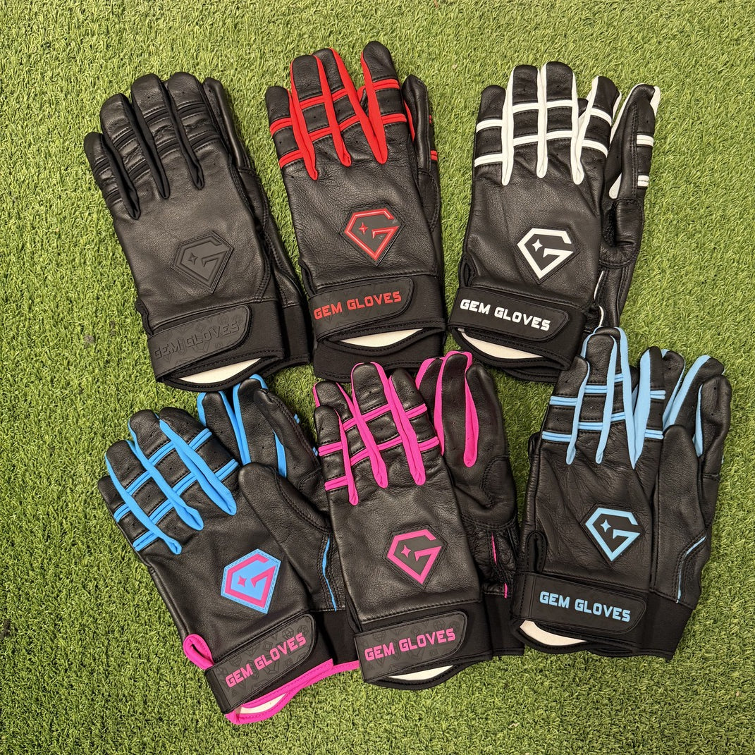 Gem Glove Prospector Short Cuff Batting Glove - Black/Carolina