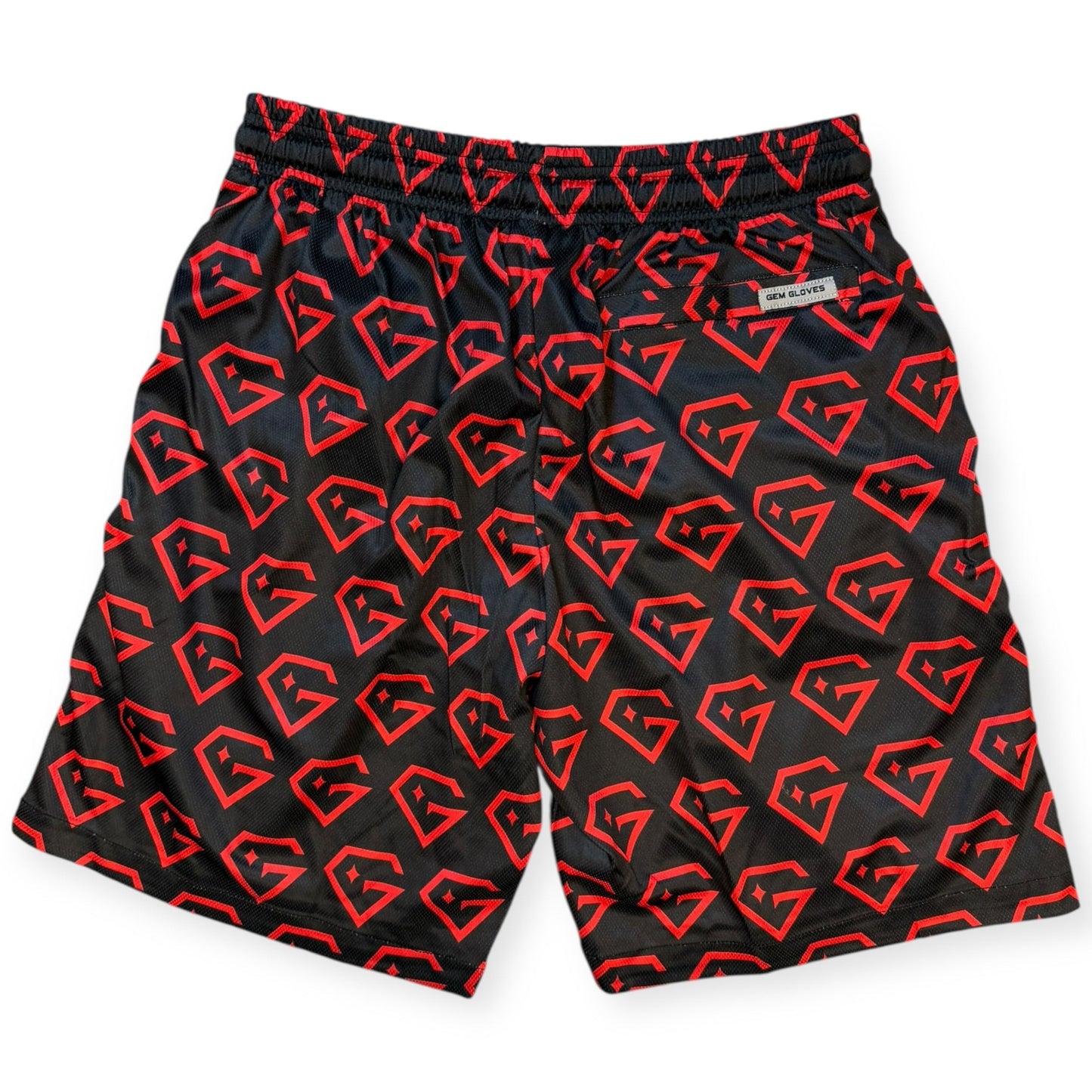 Gem Gloves Mesh Shorts - Diamond Drip - Black/Red