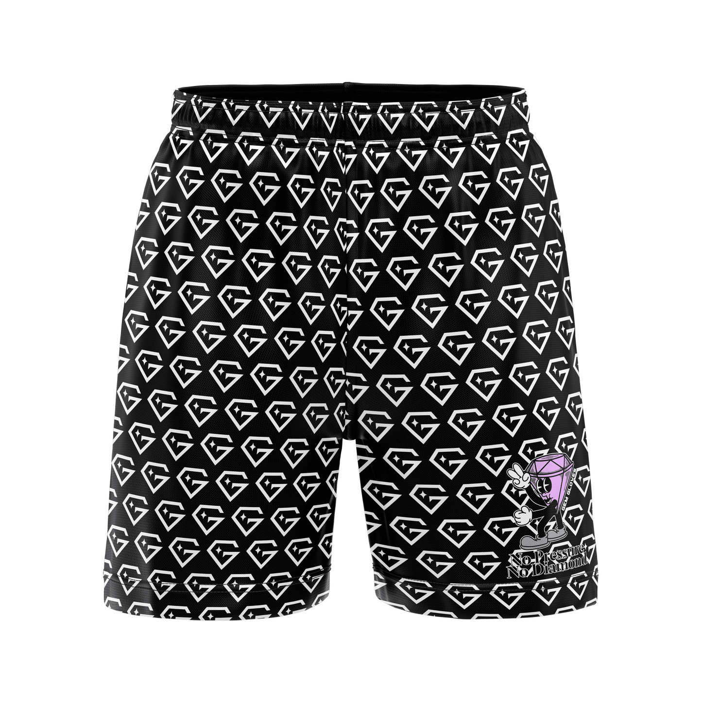 Gem Gloves Mesh Shorts - No Pressure No Diamonds - Black/White - Smash It Sports