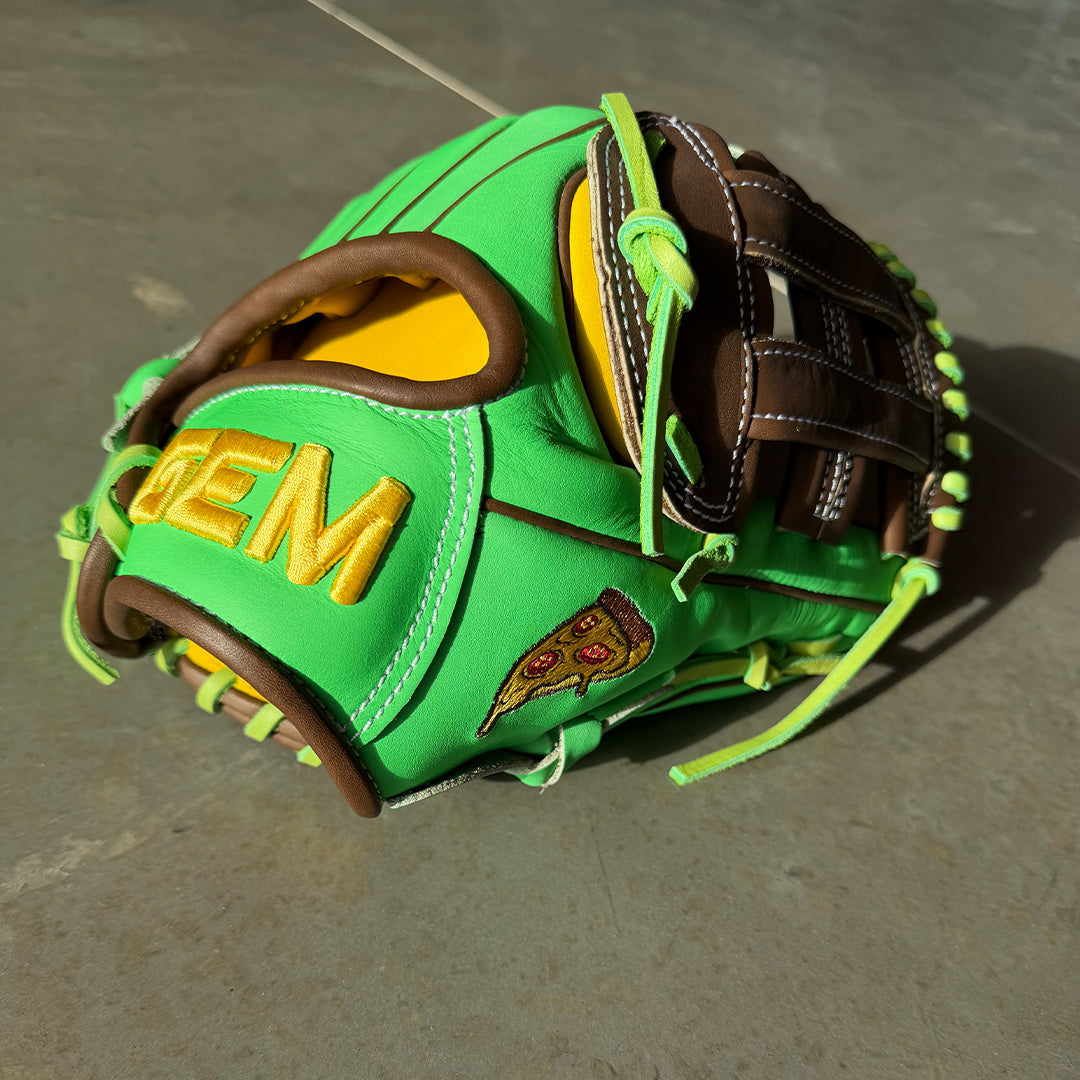 Gem Gloves Baseball Fielding Glove - GEM090 Pizza Party – Product View | Smash It Sports | leather, kip, pro
