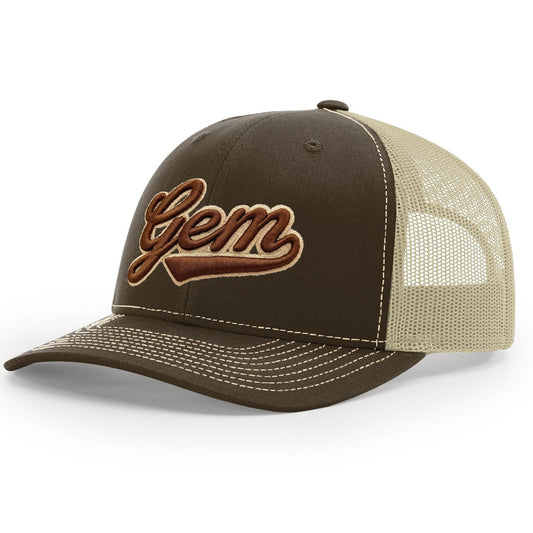 Gem Gloves R112 Trucker Hat - Brown/Khaki Script