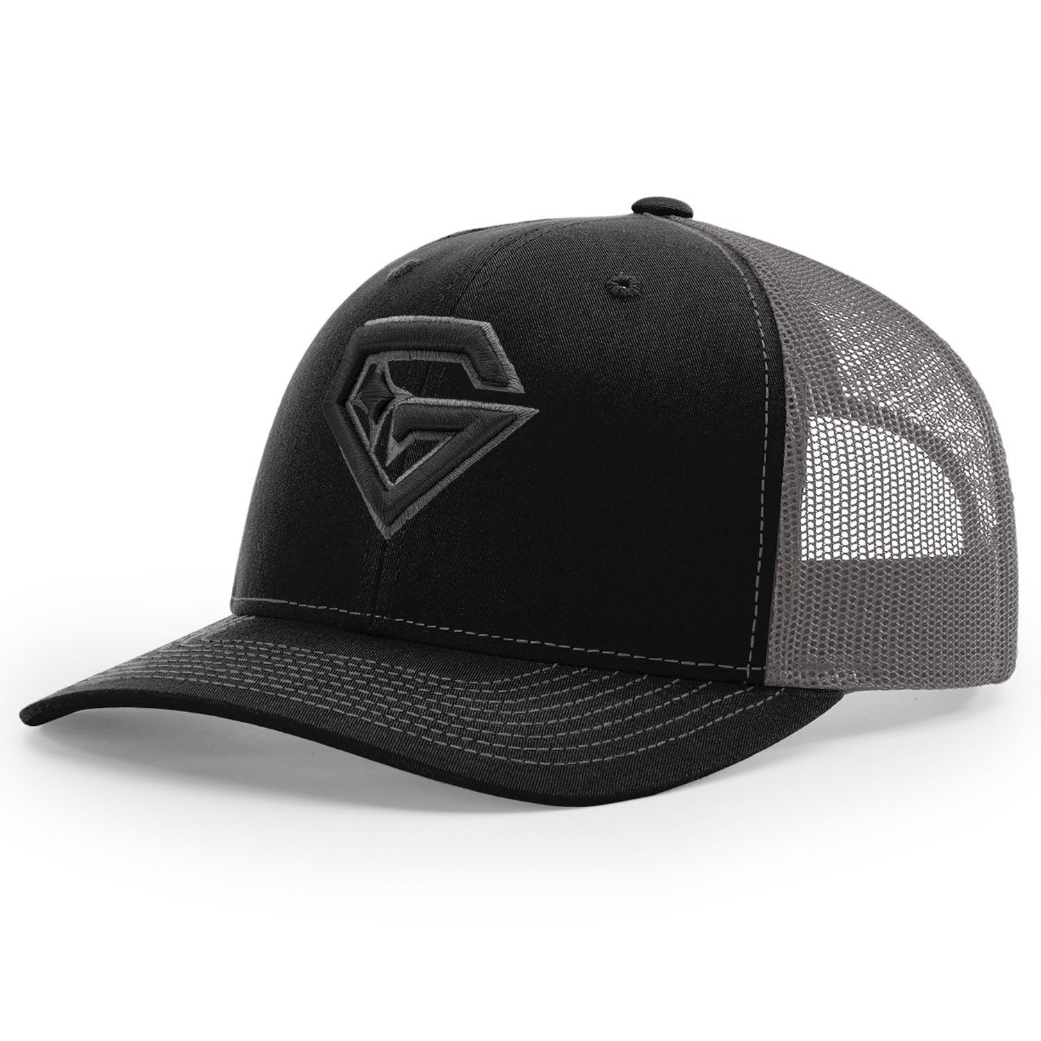 Gem Gloves R112 Trucker Hat - Black/Charcoal – Product View | Smash It Sports | leather, pro
