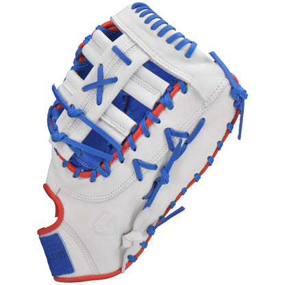 Gem Gloves Softball First Base Mitt/Glove - GEM019 (White/Royal/Red)