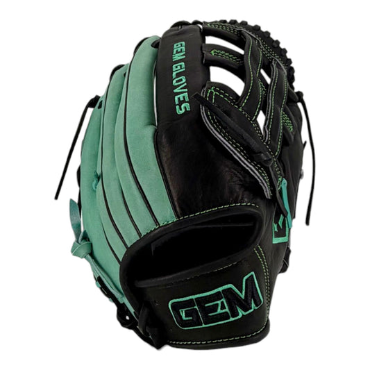 Gem Gloves Softball Fielding Glove - GEM115 Phantom Mint – Product View | Smash It Sports | leather, kip, pro