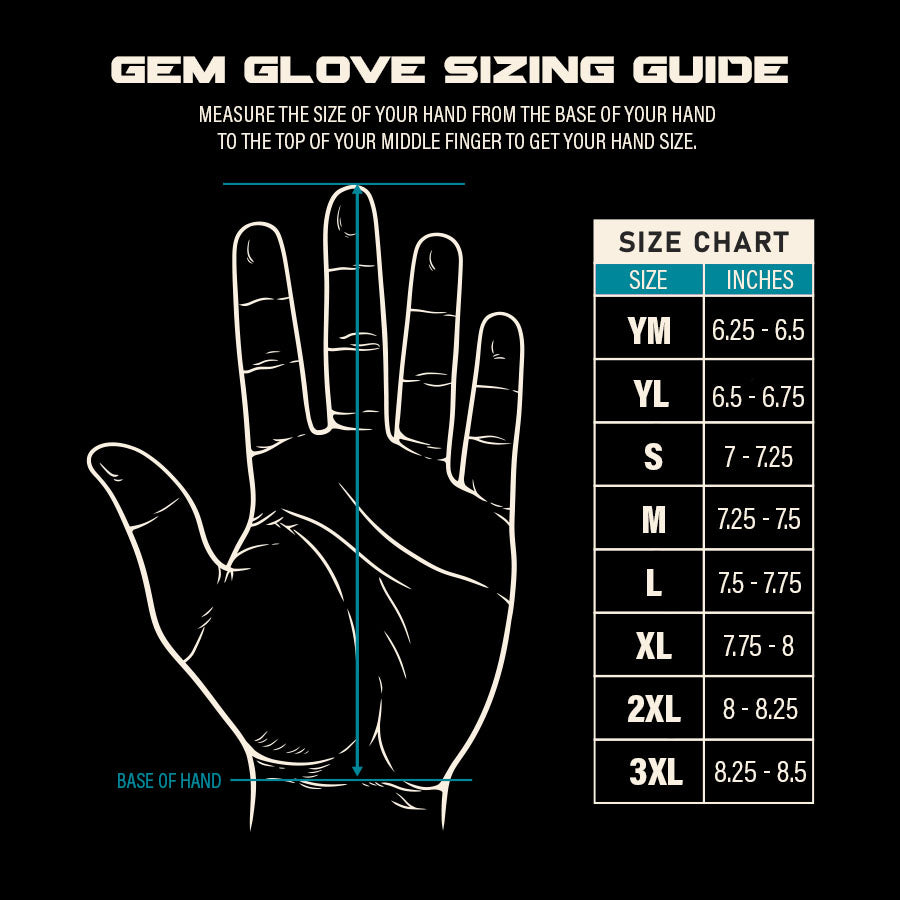 Gem Glove Prospector Long Cuff Batting Glove - Black/Vice