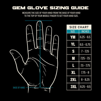 Gem Glove Prospector Short Cuff Batting Glove - Black/White
