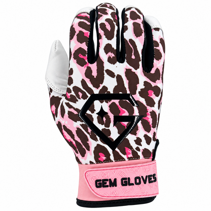 Gem Glove Opalite Batting Glove - Pink Leopard
