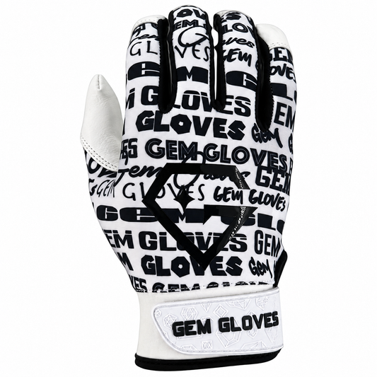 Gem Glove Opalite Batting Glove - Text Repeat Black/White
