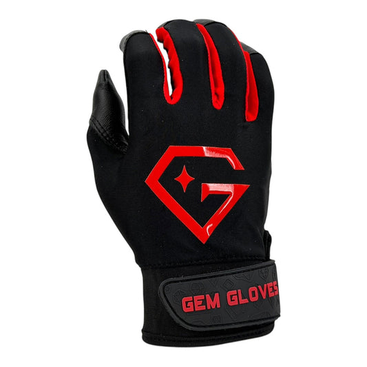 Gem Glove Opalite Batting Glove - Black/Red