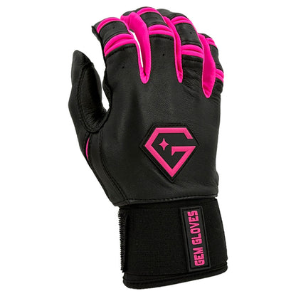 Gem Glove Prospector Long Cuff Batting Glove - Black/Pink