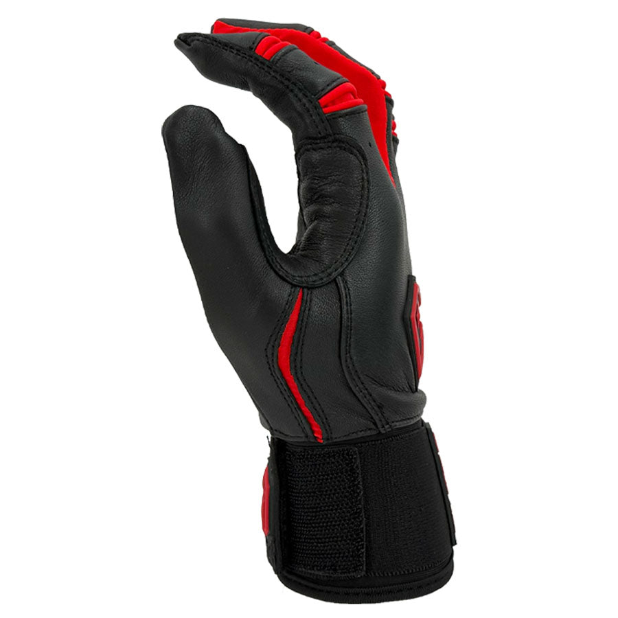 Gem Glove Prospector Long Cuff Batting Glove - Black/Red