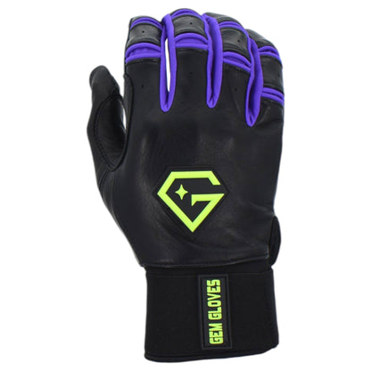 Gem Glove Prospector Long Cuff Batting Glove - Black/Purple/Green