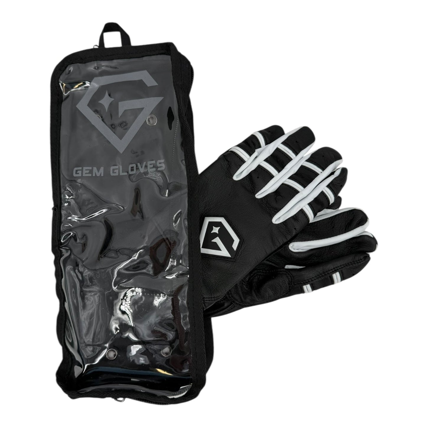 Gem Glove Prospector Long Cuff Batting Glove - Black/White