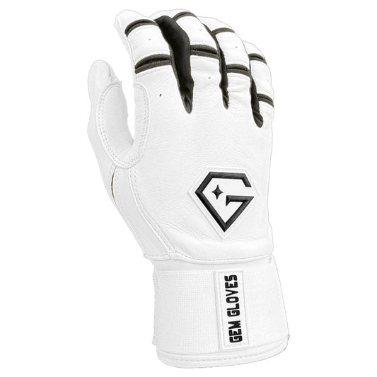 Gem Glove Prospector Long Cuff Batting Glove - White/Black