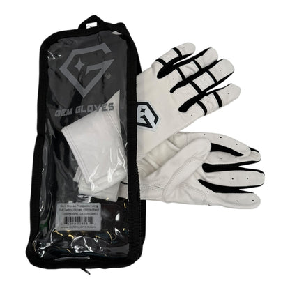 Gem Glove Prospector Long Cuff Batting Glove - White/Black