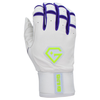 Gem Glove Prospector Long Cuff Batting Glove - White/Purple/Green