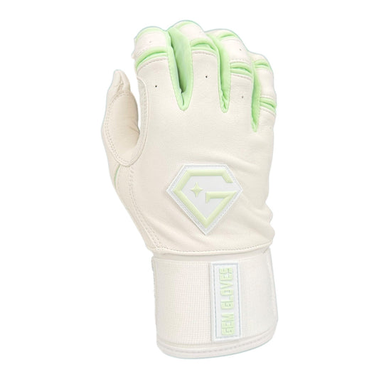 Gem Glove Prospector Long Cuff Batting Glove - White/Mint