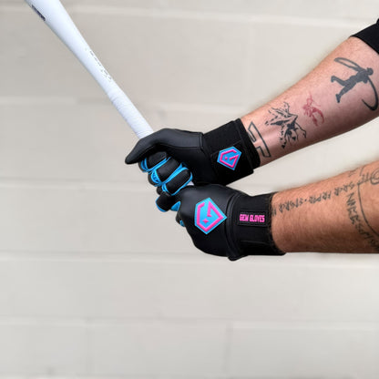 Gem Glove Prospector Long Cuff Batting Glove - Black/Red