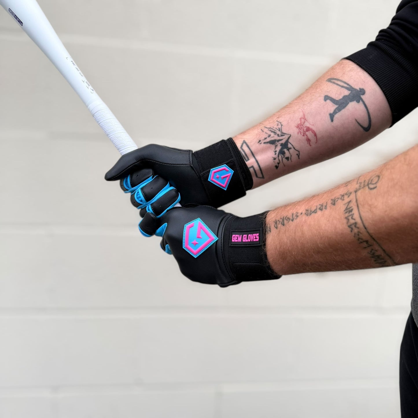 Gem Glove Prospector Long Cuff Batting Glove - Black/White