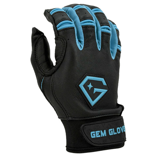Gem Glove Prospector Short Cuff Batting Glove - Black/Carolina