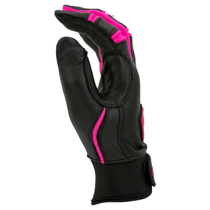 Gem Glove Prospector Short Cuff Batting Glove - Black/Pink
