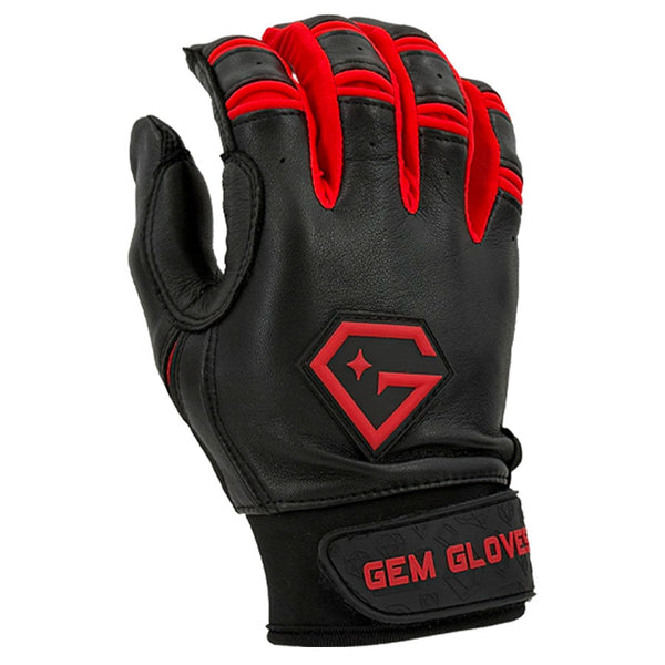 Gem Glove Prospector Short Cuff Batting Glove - Black/Red – Gem Gloves