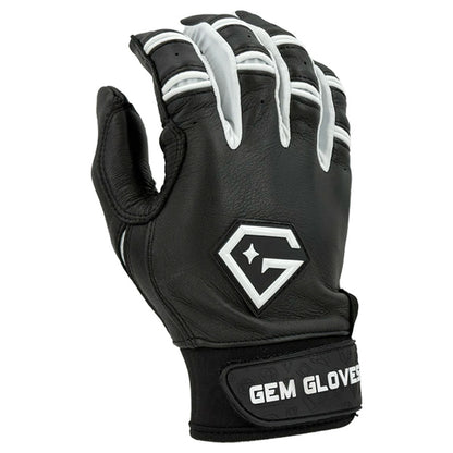 Gem Glove Prospector Short Cuff Batting Glove - Black/White