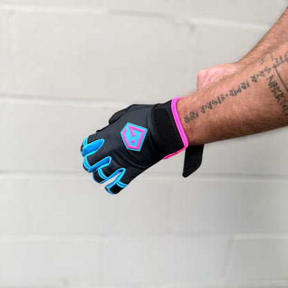 Gem Glove Prospector Short Cuff Batting Glove - White/Pink – Product View | Smash It Sports | leather, pro