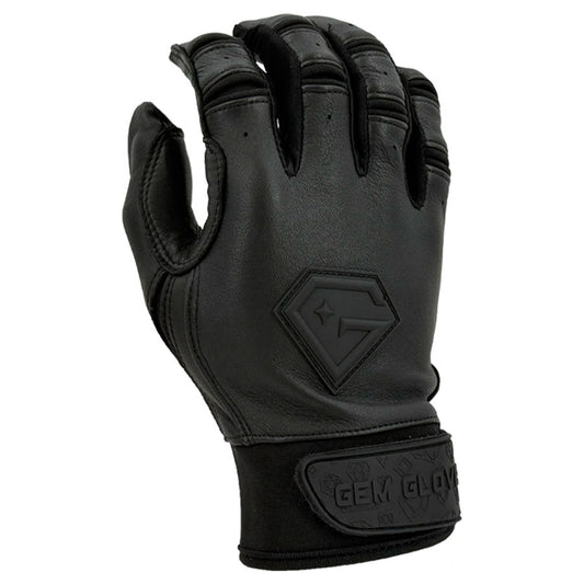Gem Glove Prospector Short Cuff Batting Glove - Blackout – Product View | Smash It Sports | leather, pro