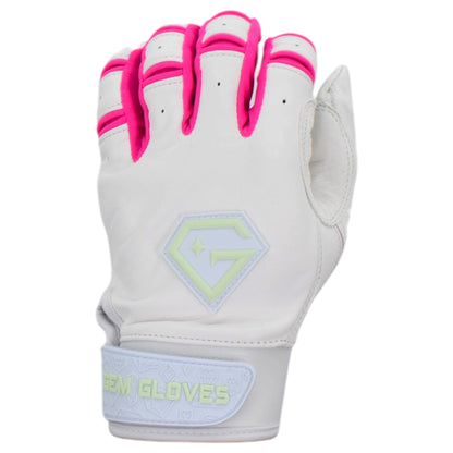 Gem Glove Prospector Short Cuff Batting Glove - White/Pink/Mint
