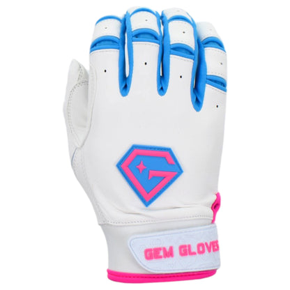 Gem Glove Prospector Short Cuff Batting Glove - White/Vice