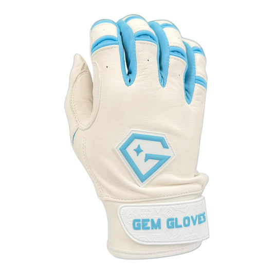 Gem Glove Prospector Short Cuff Batting Glove - White/Carolina