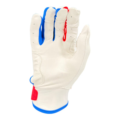 Gem Glove Prospector Short Cuff Batting Glove - White/Red/Royal