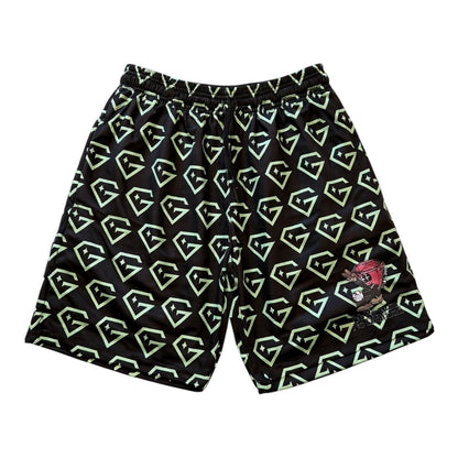 Gem Gloves Mesh Shorts - No Pressure No Diamonds - Black/Mint