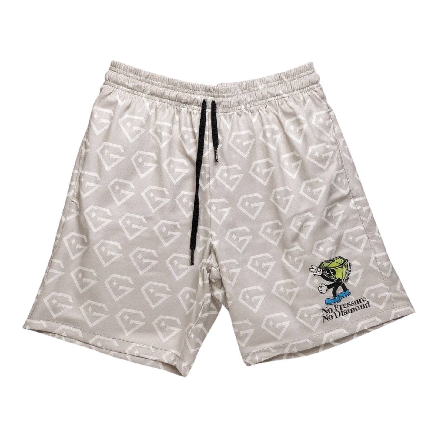 Gem Gloves Mesh Shorts - No Pressure No Diamonds - Grey/White