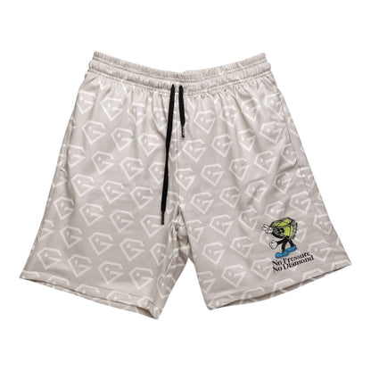 Gem Gloves Mesh Shorts - No Pressure No Diamonds - Grey/White