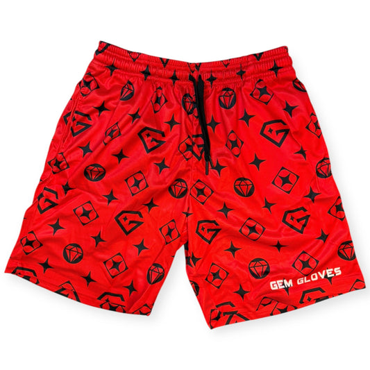 Gem Gloves Mesh Shorts - Lux - Red/Black