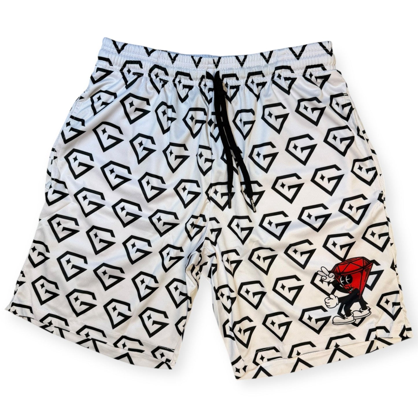 Gem Gloves Mesh Shorts - Diamond Drip - White/Black