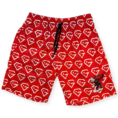 Gem Gloves Mesh Shorts - Diamond Drip - Red/White
