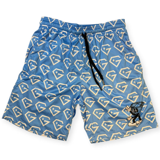 Gem Gloves Mesh Shorts - Diamond Drip - Carolina/White