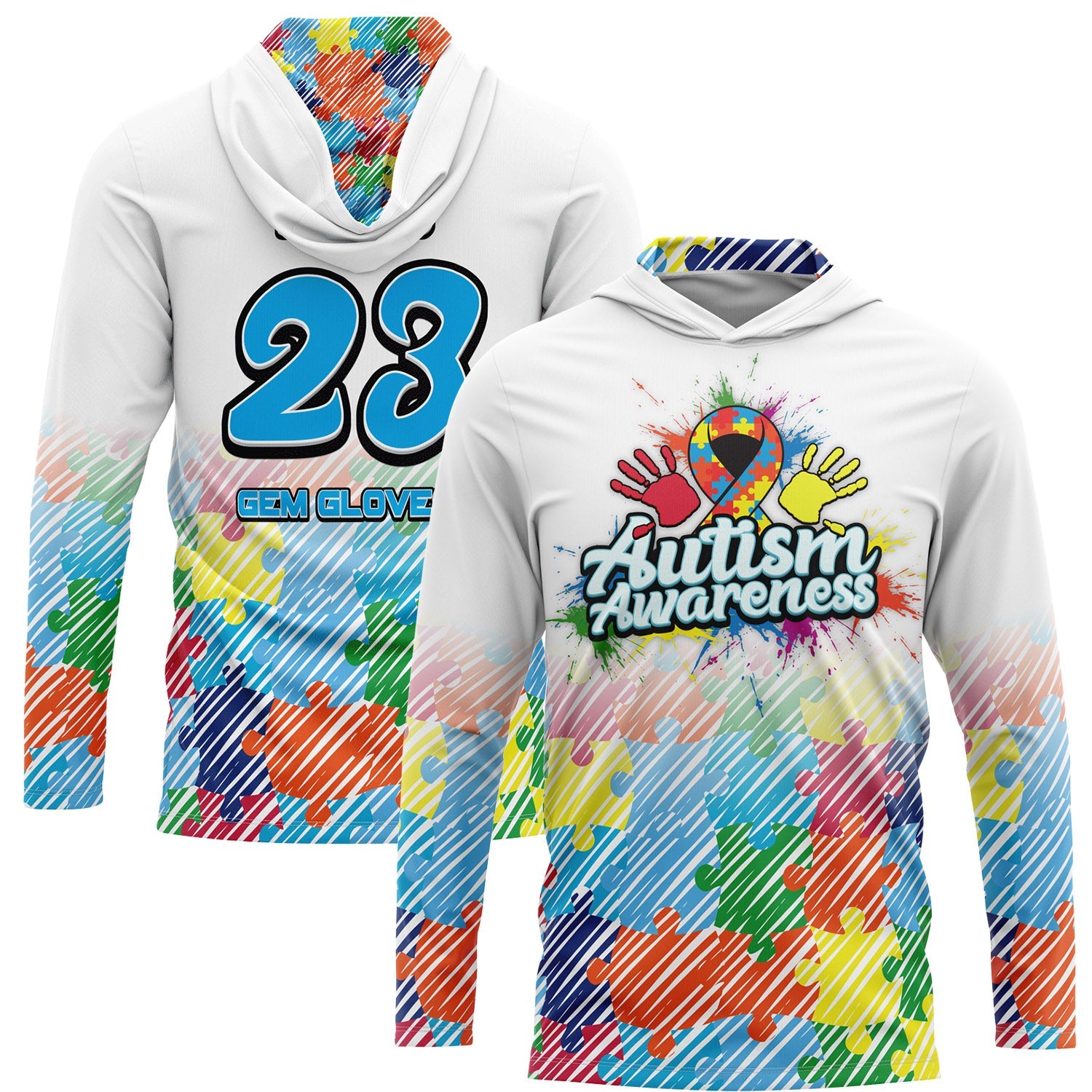 2026 Gem Gloves Autism Awareness Hooded Long Sleeve (Customized Buy-In) – Product View | Smash It Sports | pro